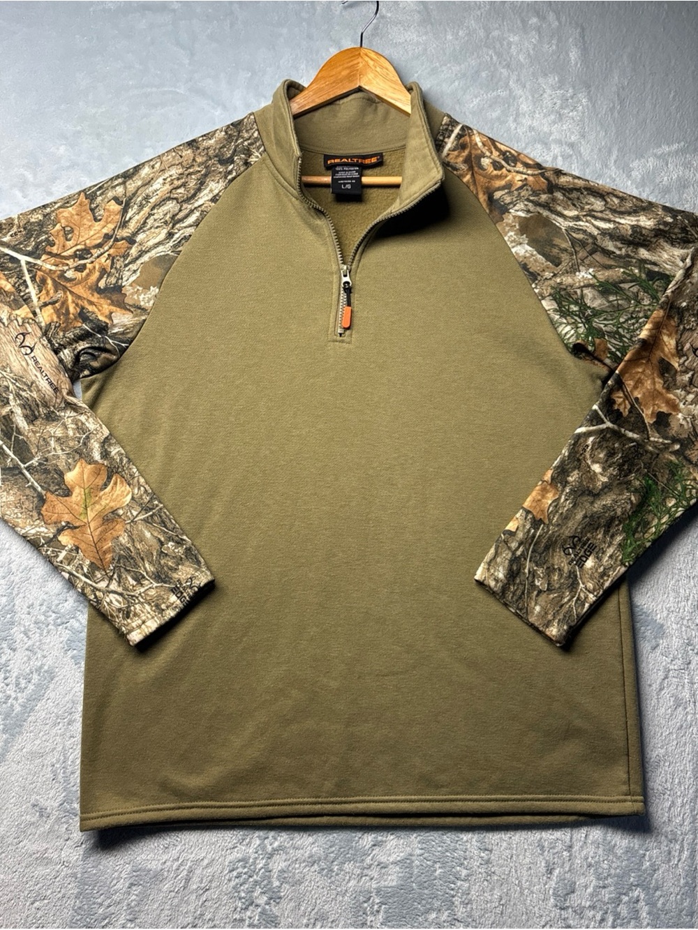 Realtree Edge Fleece Camo Sweater 1/4 Zip Pullover Size Large Hunting Outdoors